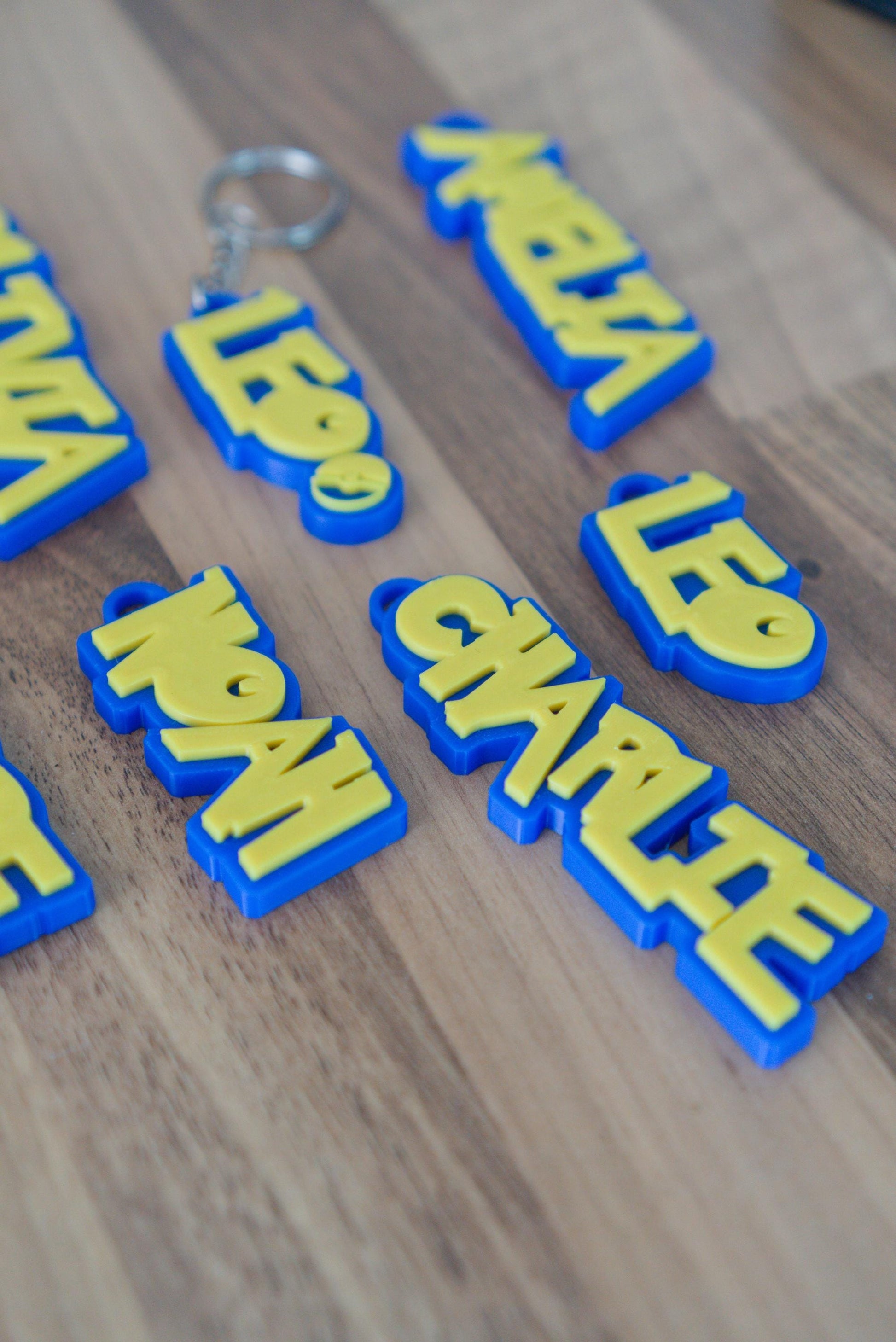 Pokemon name keychain with metal keyring attached