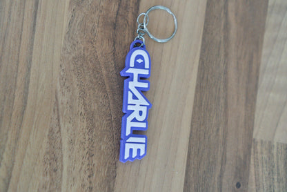 Personalised KPop name keychain in purple chrome effect font