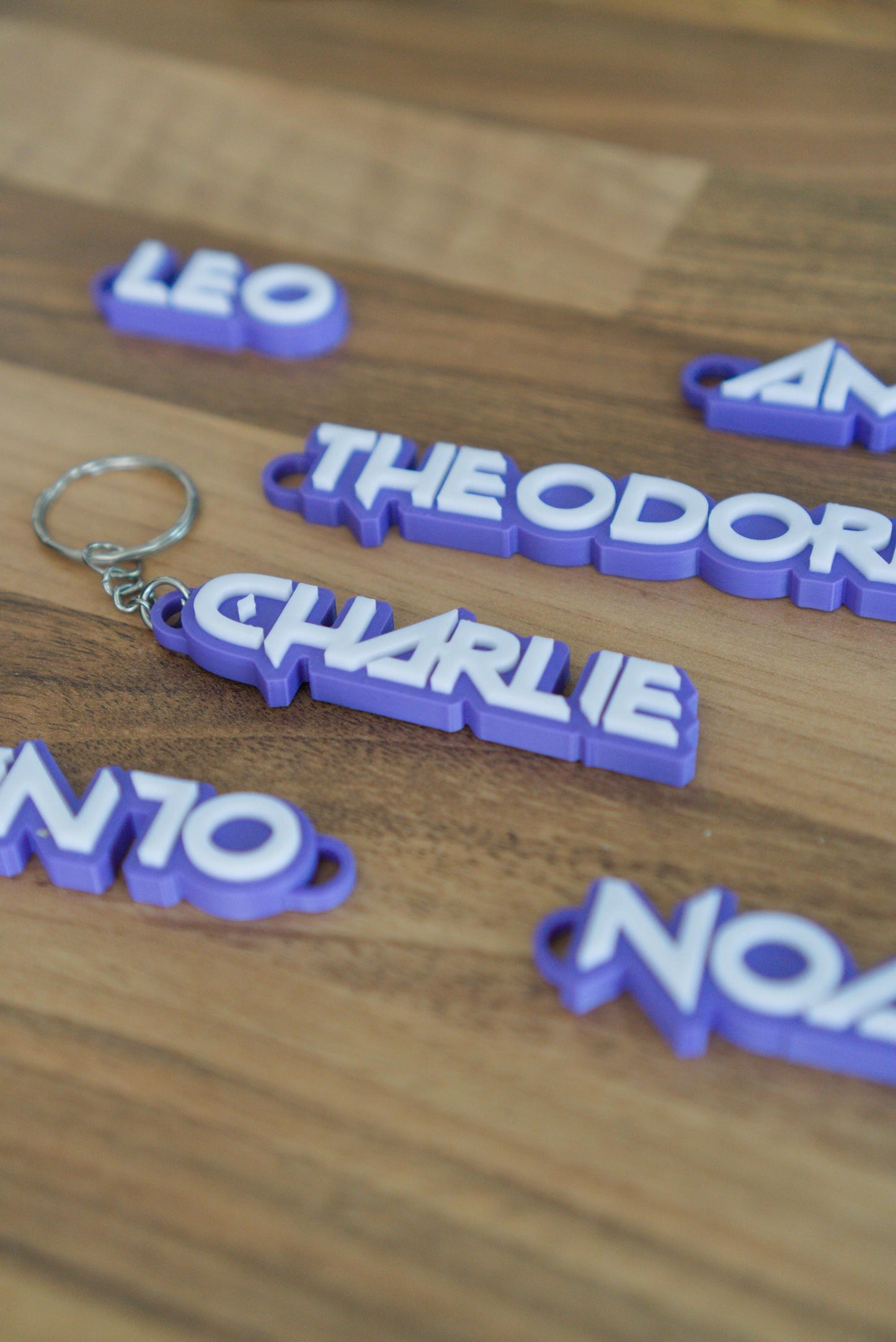 KPop custom keychain side angle showing 3D printed depth