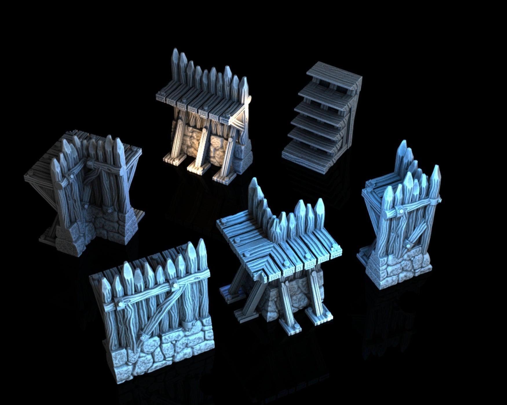 Palisade Set - 28mm DND/Wargame/RPG Terrain - Molten Prints