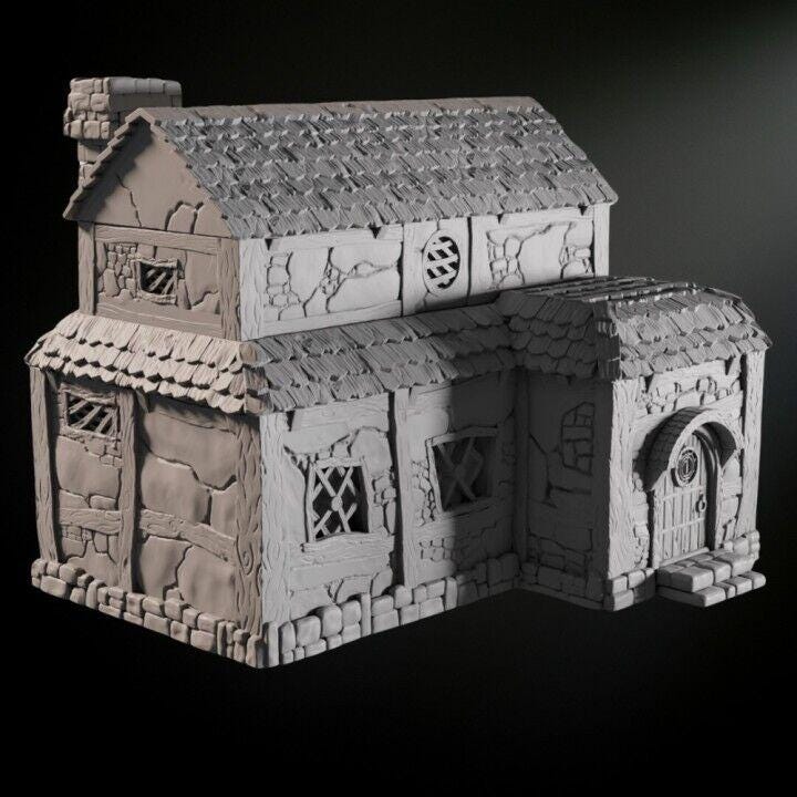 Village House Medieval 28mm DND Terrain | Tabletop Wargaming Scenery for Warhammer, Frostgrave & RPG | 3D Printed