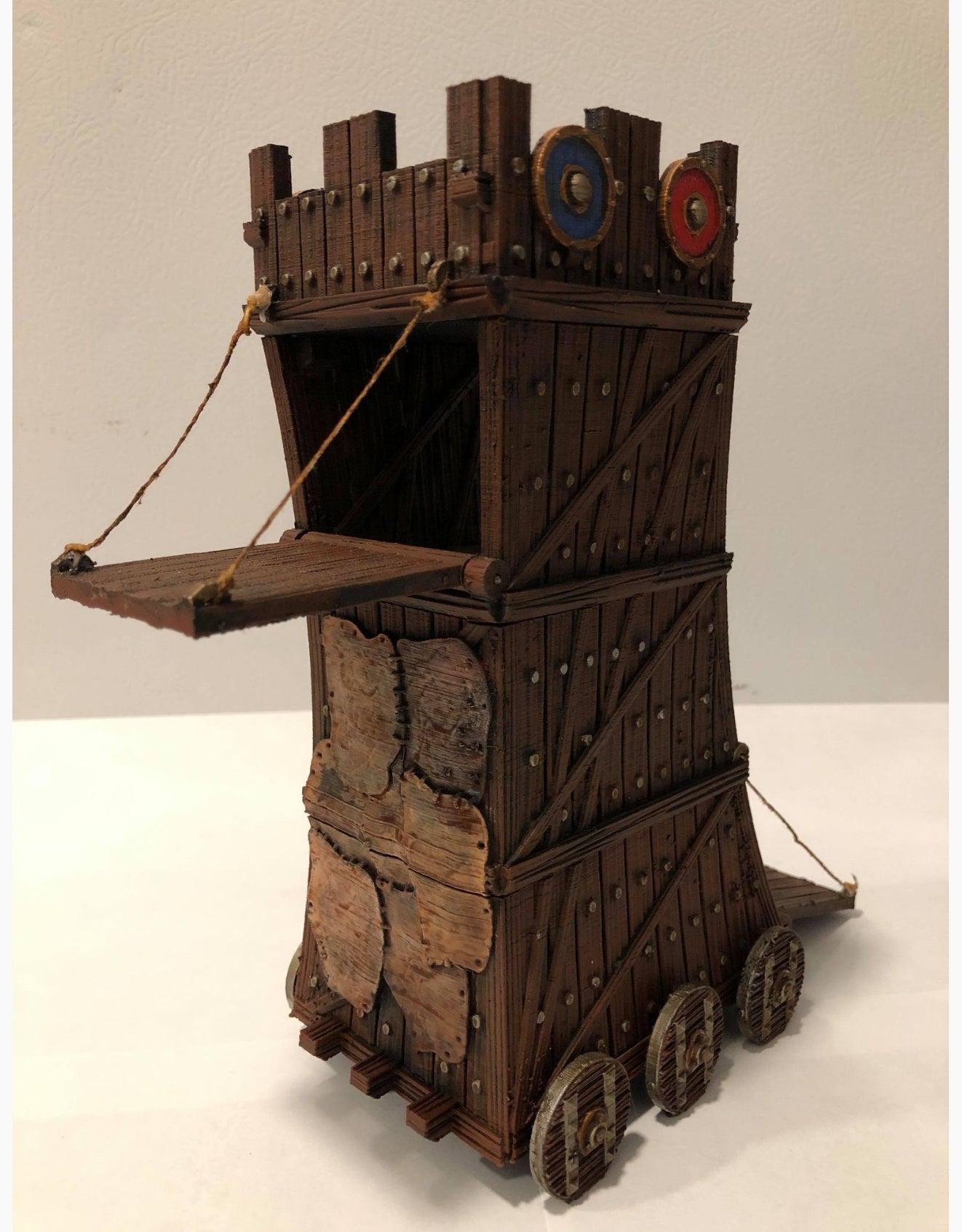 Siege Tower 28mm DND Terrain | Tabletop Wargaming Siege Scenery for Warhammer, Frostgrave & RPG | Unpainted 3D Printed