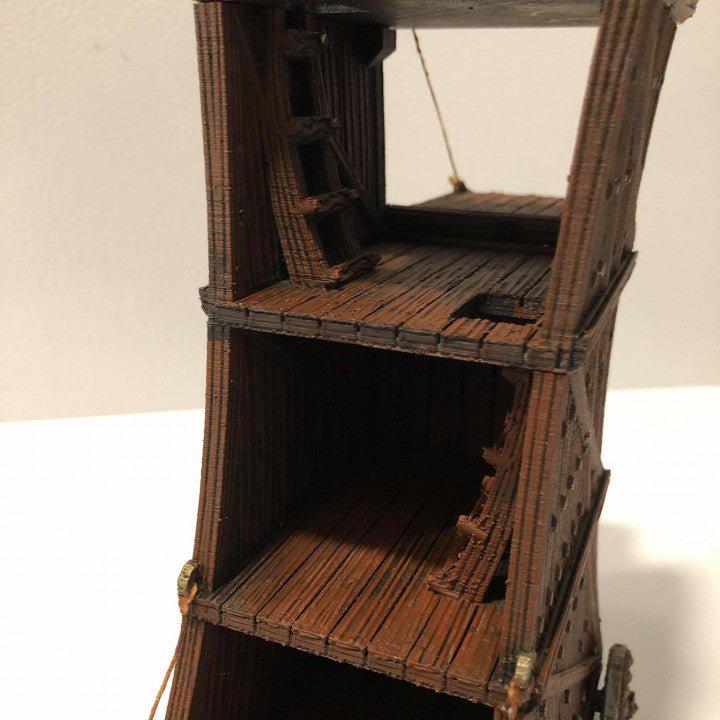 Siege Tower 28mm DND Terrain | Tabletop Wargaming Siege Scenery for Warhammer, Frostgrave & RPG | Unpainted 3D Printed