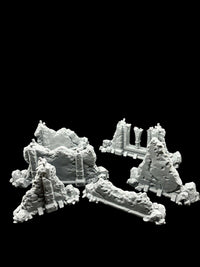 28mm Wall Ruins Terrain Scenery for DND, Warhammer, Wargames, Unpainted, 6 Pcs image 0