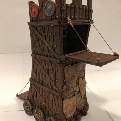 Siege Tower 28mm DND Terrain | Tabletop Wargaming Siege Scenery for Warhammer, Frostgrave & RPG | Unpainted 3D Printed