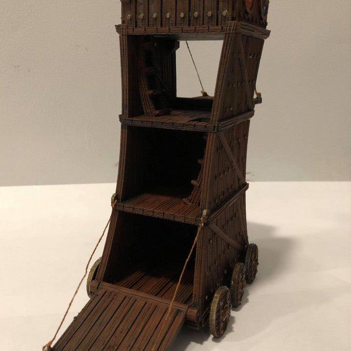 Siege Tower 28mm DND Terrain | Tabletop Wargaming Siege Scenery for Warhammer, Frostgrave & RPG | Unpainted 3D Printed