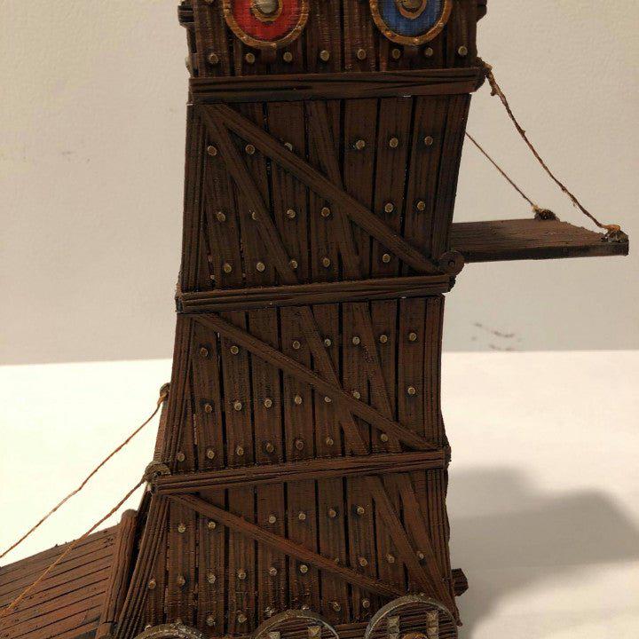 Siege Tower 28mm DND Terrain | Tabletop Wargaming Siege Scenery for Warhammer, Frostgrave & RPG | Unpainted 3D Printed