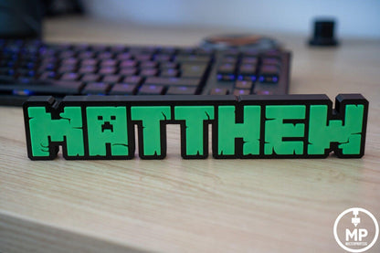 Mine craft Custom Name Sign - Desk/Kids/Door Sign - Personalised Gift image 1