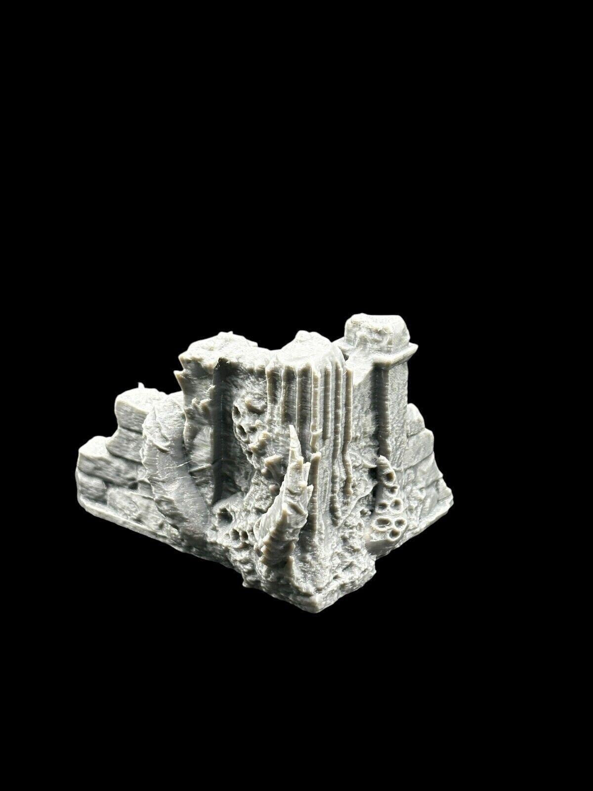 Small Infected Ruins Terrain Sci Fi Tabletop Scenery 3D Printed 3 pcs image 1