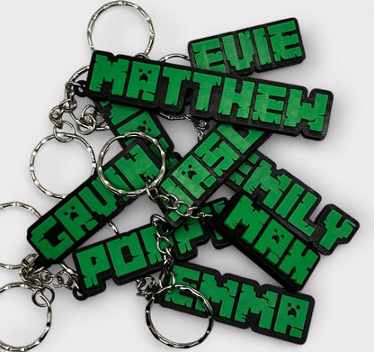 Personalised Pixel Name Keychain | Custom 3D Printed Bag Charm | Kids Birthday Gift | Party Favour | School Bag Tag - Molten Prints