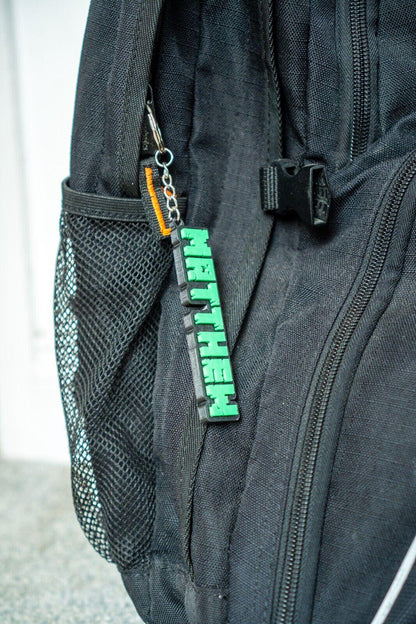 Personalised Pixel Name Keychain | Custom 3D Printed Bag Charm | Kids Birthday Gift | Party Favour | School Bag Tag - Molten Prints