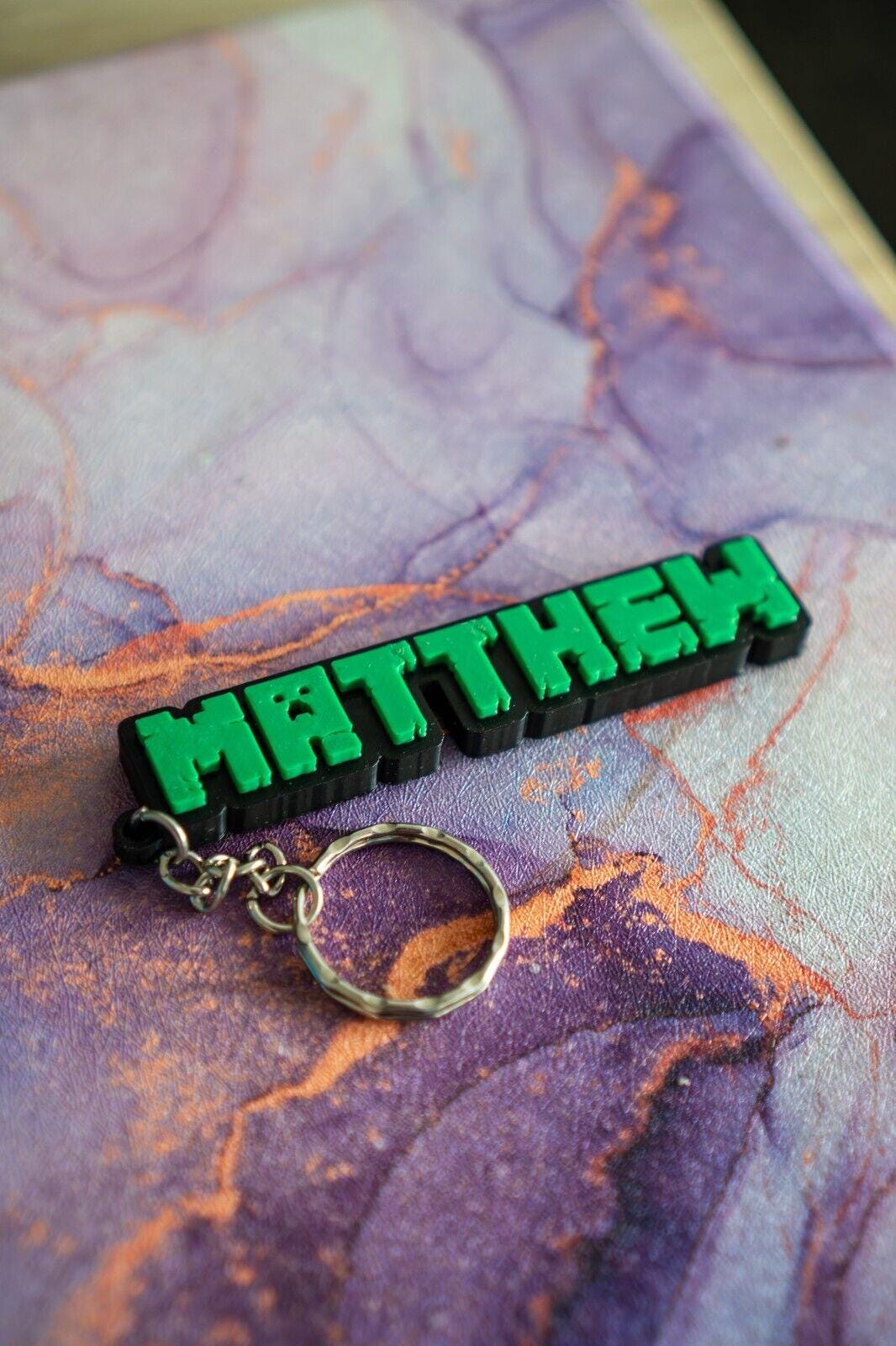 Personalised Pixel Name Keychain | Custom 3D Printed Bag Charm | Kids Birthday Gift | Party Favour | School Bag Tag - Molten Prints