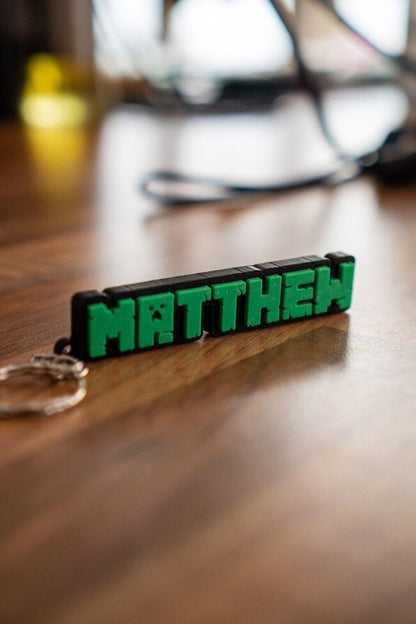 Personalised Pixel Name Keychain | Custom 3D Printed Bag Charm | Kids Birthday Gift | Party Favour | School Bag Tag - Molten Prints