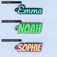 Overhead comparison of the three available two-colour name-keyring combinations.