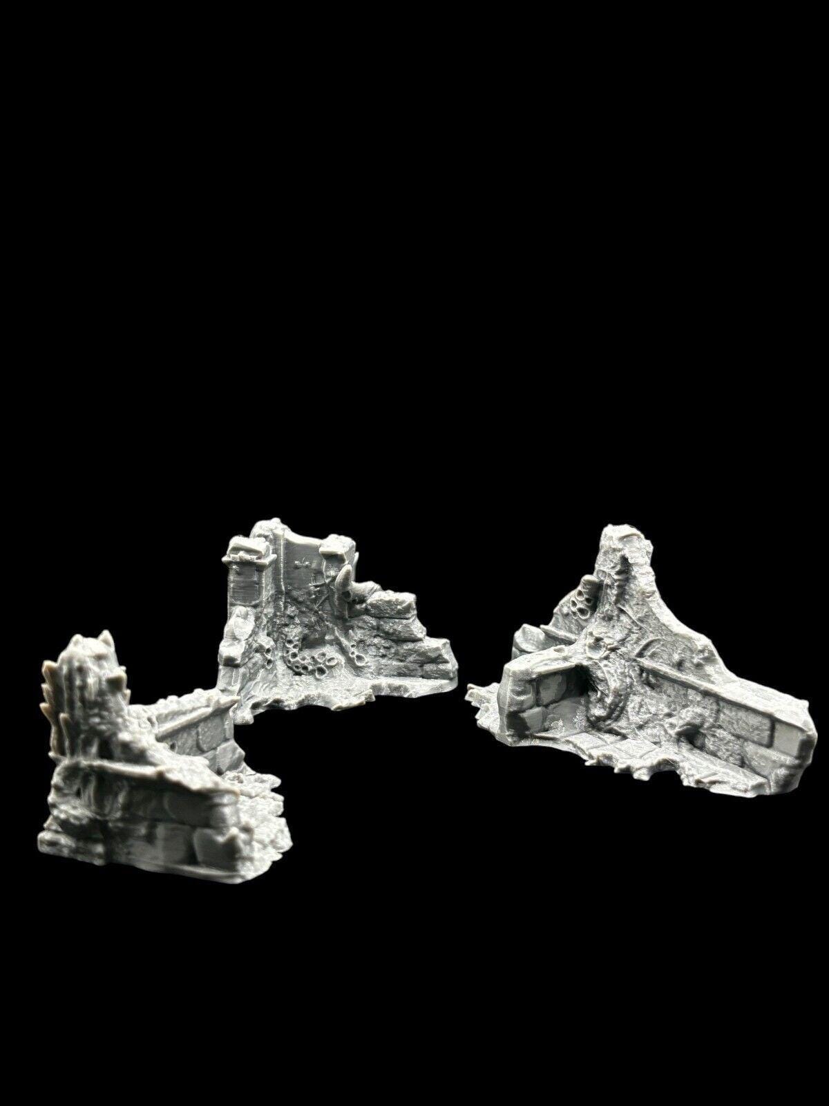 Small Infected Ruins Terrain Sci Fi Tabletop Scenery 3D Printed 3 pcs image 0