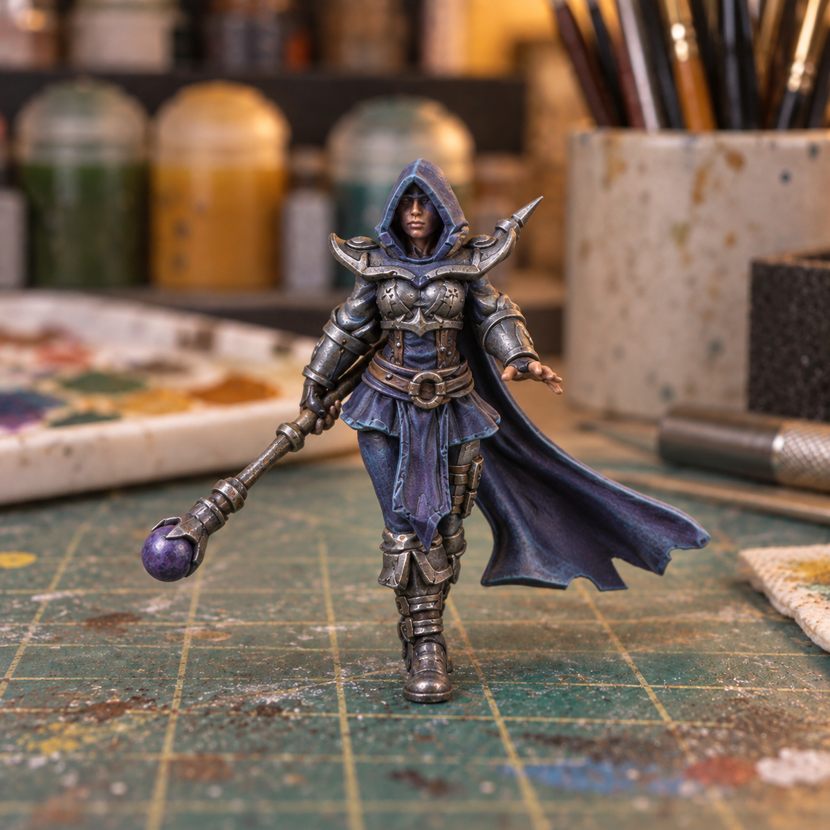 Illusion Mage. Slapchop-painted display example. Supplied unpainted. Background items not included.