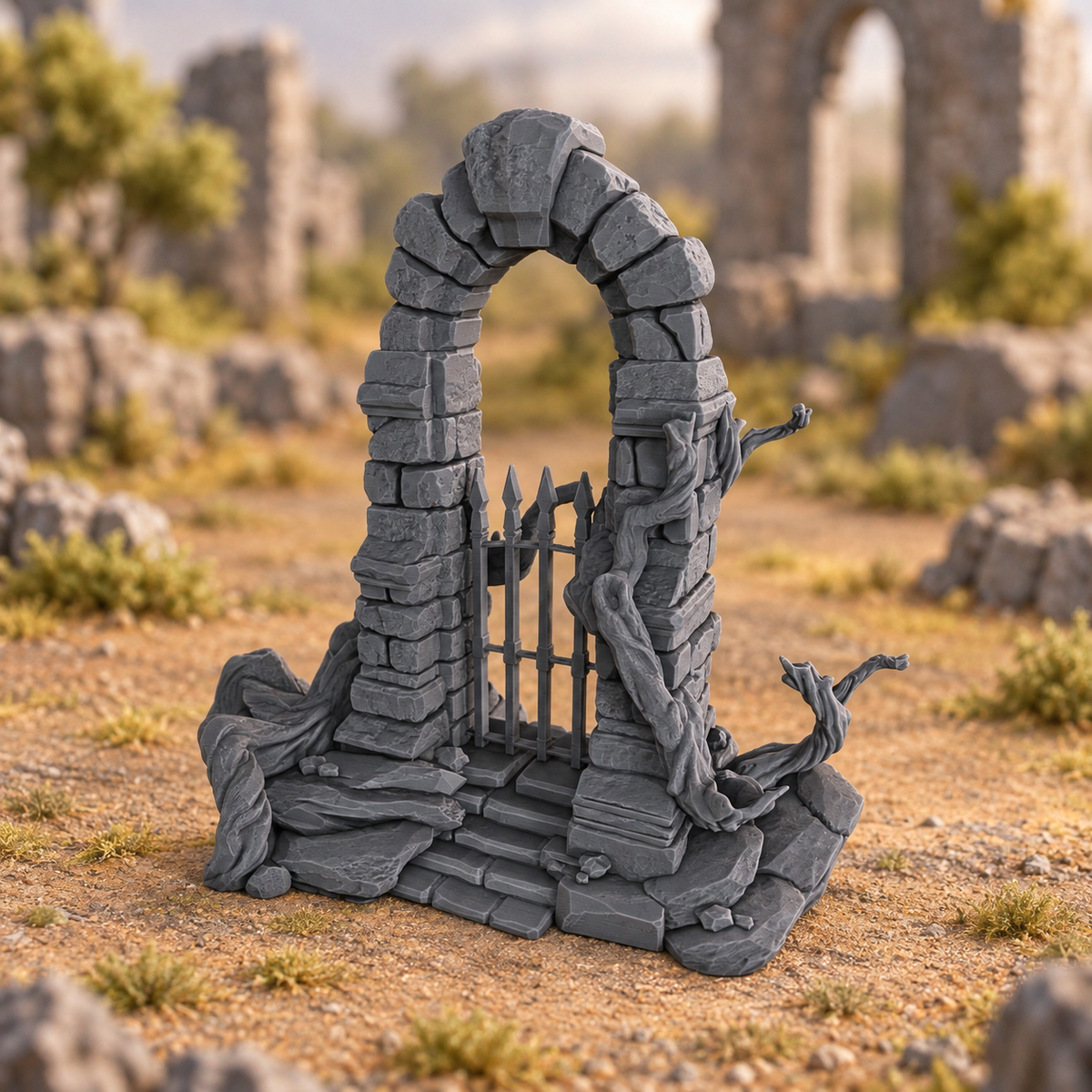 Supplementary product photo for Invocation Portal 28mm DND Scatter Terrain | Tabletop Wargaming Scenery for Warhammer, Frostgrave & RPG | 3D Printed in unpainted charcoal grey PLA