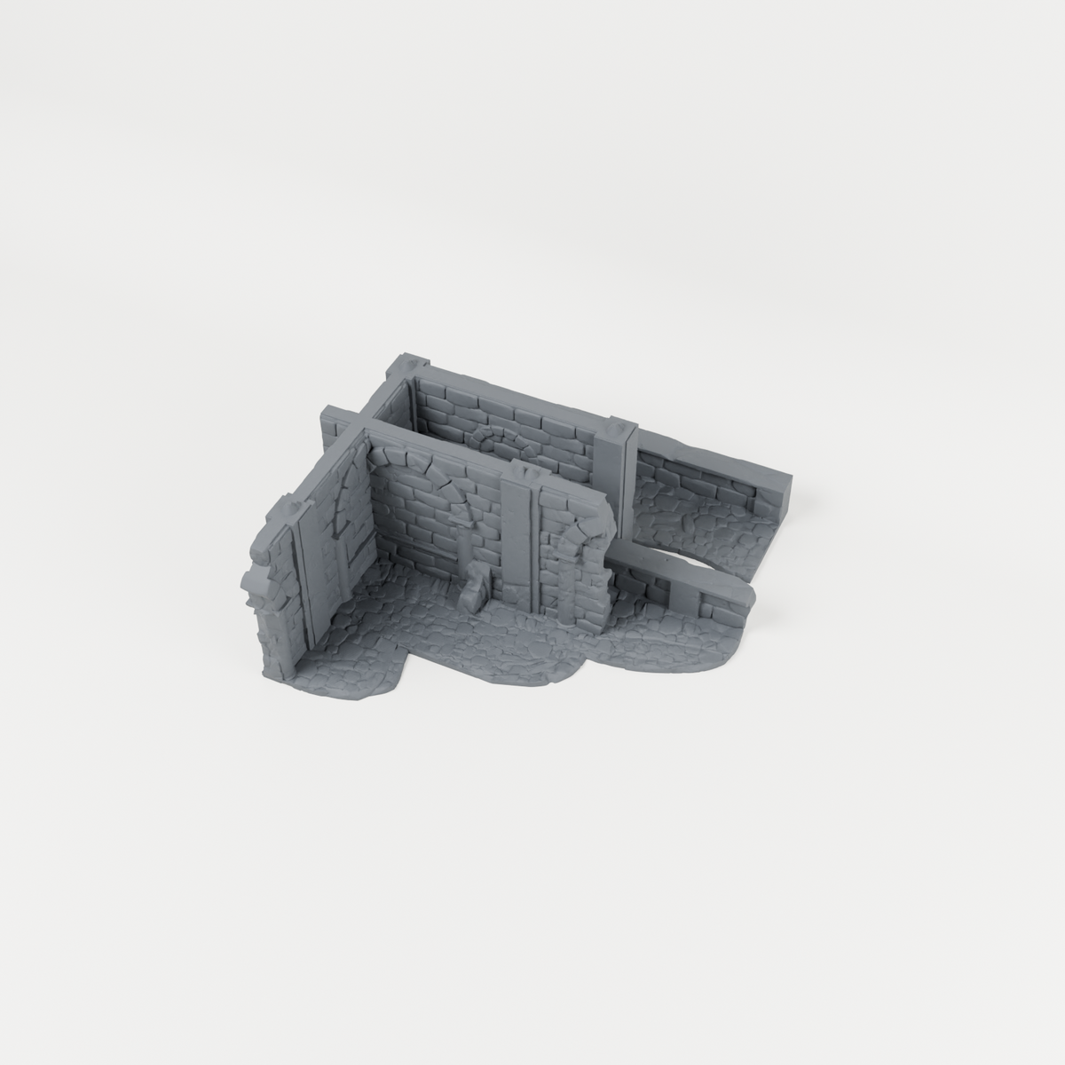 Large Medieval Ruin 01 unpainted 28mm tabletop terrain, supplied as separate printed parts