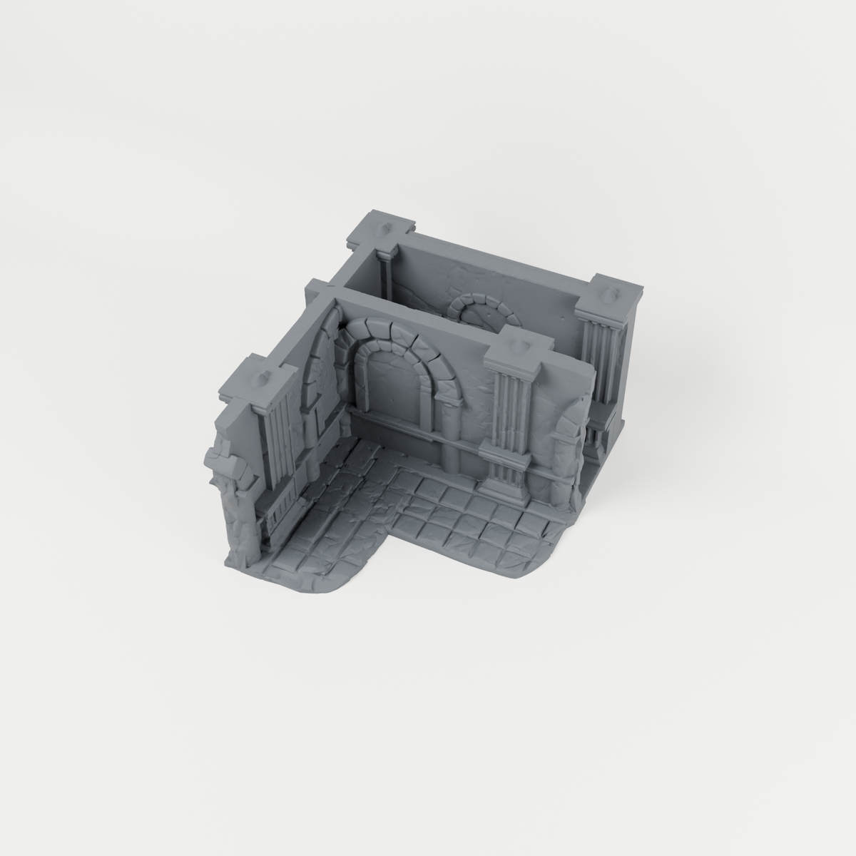 Large Medieval Ruin 03 unpainted 28mm tabletop terrain, supplied as separate printed parts
