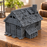 Supplementary product photo for Lumberjack House 28mm DND Terrain | Tabletop Wargaming Scenery for Warhammer, Frostgrave & RPG | Unpainted 3D Printed in unpainted charcoal grey PLA