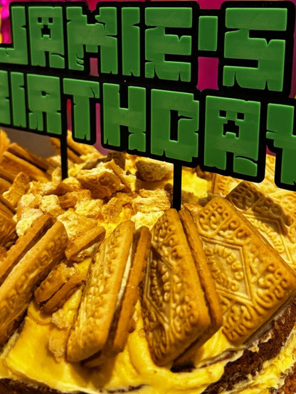 Minecraft personalised cake topper, perfect for birthdays, parties, gifts - Molten Prints