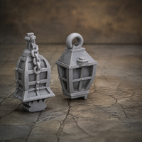Medieval Town Lanterns unpainted grey 28mm terrain product-only photo