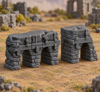 Supplementary product photo for Medieval Town Stone Bridge Ruins – 28mm Terrain, Unpainted in unpainted charcoal grey PLA