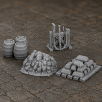 Medieval Town Mine Set 1 unpainted grey 28mm terrain product-only photo