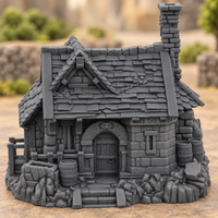 Supplementary product photo for Owl Manor – 28mm Fantasy Tabletop Terrain, Unpainted in unpainted charcoal grey PLA