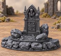 Supplementary product photo for Tomb of the Barrow Wright – 28mm Fantasy Terrain, Unpainted in unpainted charcoal grey PLA