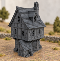 Supplementary product photo for Vinesdale House – 28mm Fantasy Tabletop Terrain, Unpainted in unpainted charcoal grey PLA