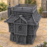 Supplementary product photo for Noble House - 28mm Fantasy Town House Terrain in unpainted charcoal grey PLA