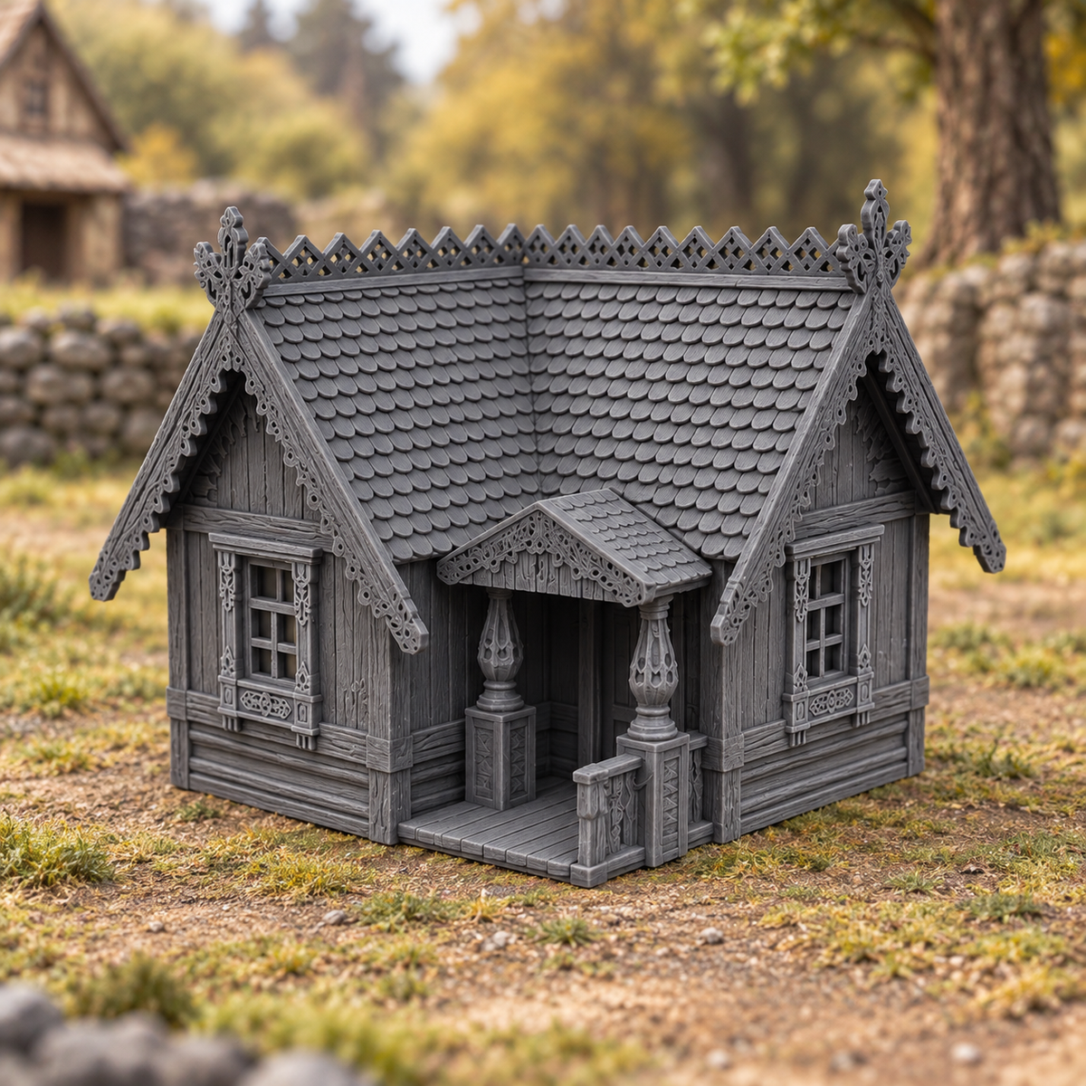 Supplementary product photo for Olena's House 28mm DND Terrain | Tabletop Wargaming Scenery for Warhammer, Frostgrave & RPG | Unpainted 3D Printed in unpainted charcoal grey PLA