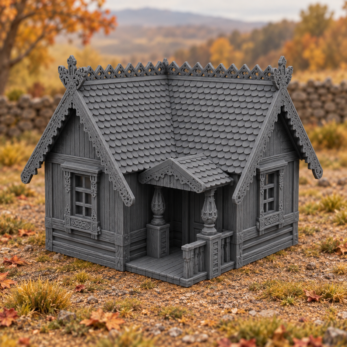 Supplementary product photo for Olena's House 28mm DND Terrain | Tabletop Wargaming Scenery for Warhammer, Frostgrave & RPG | Unpainted 3D Printed in unpainted charcoal grey PLA