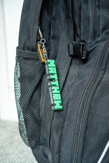 Personalised Pixel Name Keychain | Custom 3D Printed Bag Charm | Kids Birthday Gift | Party Favour | School Bag Tag - Molten Prints