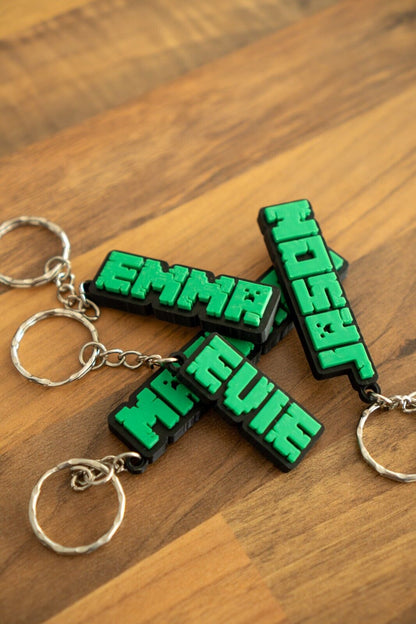Personalised Pixel Name Keychain | Custom 3D Printed Bag Charm | Kids Birthday Gift | Party Favour | School Bag Tag - Molten Prints