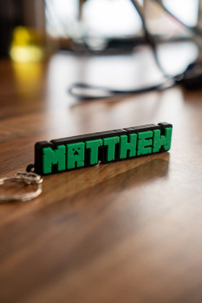 Personalised Pixel Name Keychain | Custom 3D Printed Bag Charm | Kids Birthday Gift | Party Favour | School Bag Tag - Molten Prints