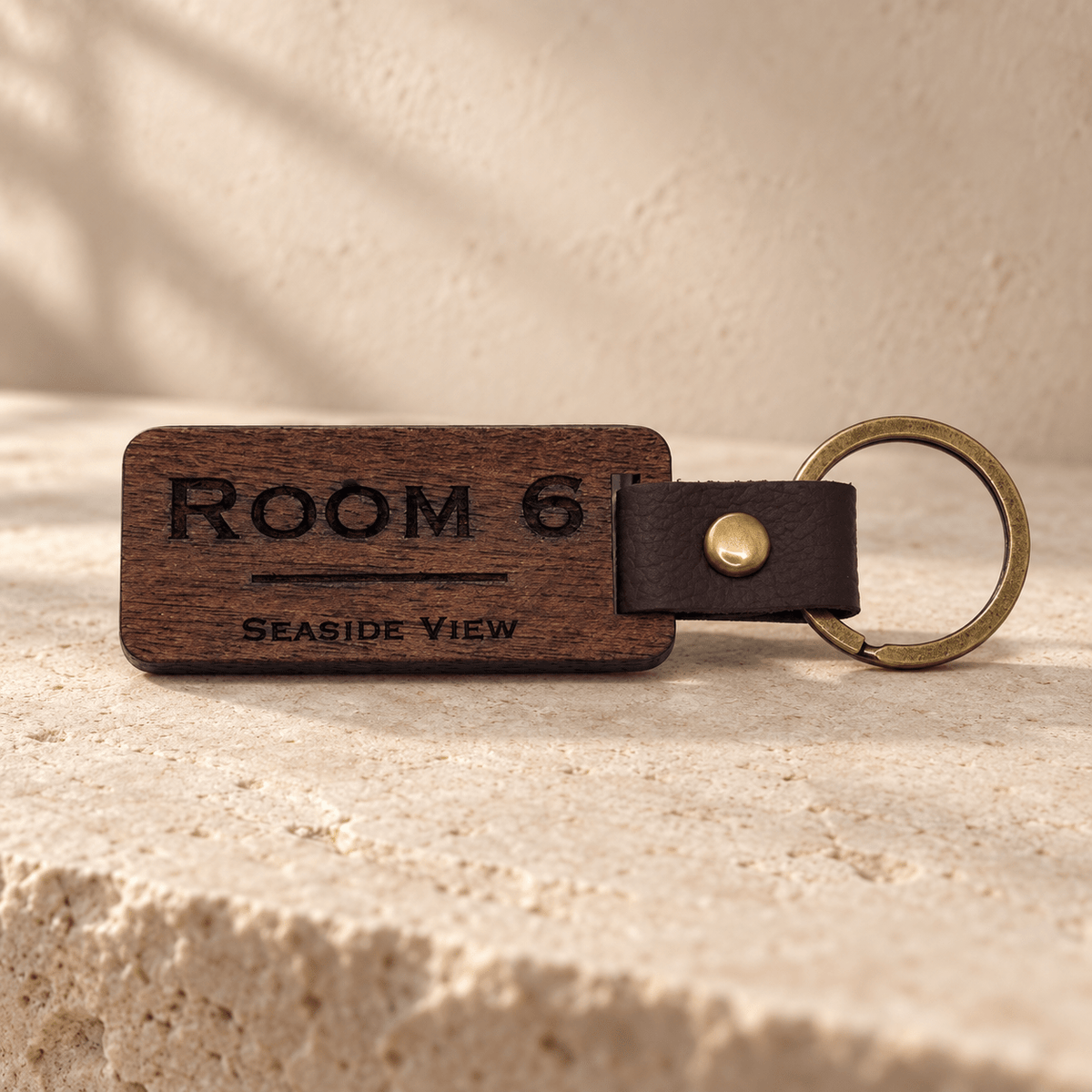 Personalised Wooden Keyring – Two-Line Engraving - Molten Prints