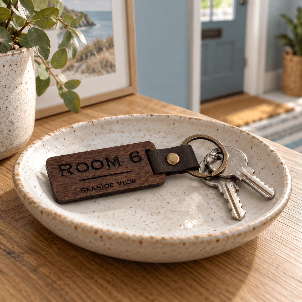 Personalised Wooden Keyring – Two-Line Engraving - Molten Prints