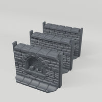 Stone Wall Set III, 28mm Fantasy Terrain turntable showing the included terrain pieces
