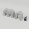 Medieval Town Stone Bridge Ruins turntable with dark grey 28mm miniature for scale