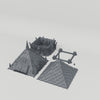 Mountain Outpost Extension, 28mm Terrain Add-On turntable showing the included terrain pieces
