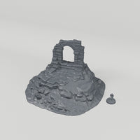 Dun Kaeroth Ruin 5 turntable with 28mm scale figure for reference; figure not included