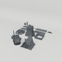 Medieval Windmill turntable showing exactly the 12 included terrain pieces, no accessories included