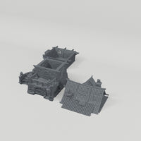 Hedgegrow Villa turntable showing exactly the 3 included terrain pieces, no accessories included