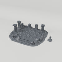 Dun Kaeroth Ruin 2 turntable with 28mm scale figure for reference; figure not included