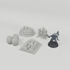 Medieval Town Mine Set 1 turntable with dark grey 28mm miniature for scale