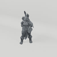 Rabbitfolk Battle Mage. Exact unpainted sculpt turntable. SKU RABATB-85AH-MOL. Supplied unpainted.