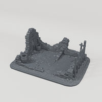 Ruined House Foundation with Barrels - Turntable of the exact included terrain geometry