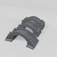 Stone Bridge Set turntable showing the three included terrain pieces, no figure included